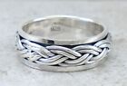 9mm WIDE .925 STERLING SILVER BRAIDED SPINNING RING size 8 style# r2651