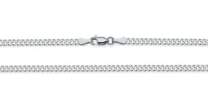 10K White Gold Curb Chain Necklace 3mm Concave Cuban Link Lobster Claw Unisex - Picture 1 of 6