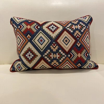 Hines Of Oxford Tapestry Cushion Boho Aztec Tribal Lumbar 12x17 Feather Filler - Image 1 of 4