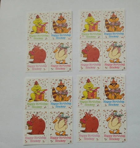 Smokey Bear Poster Stamp Block of 4 "Happy Birthday Smokey" Cover