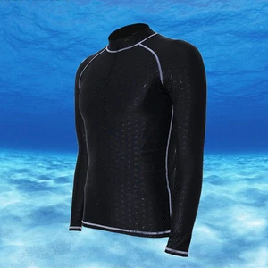 Camicia da uomo a maniche lunghe pelle di squalo guardia eruzione cutanea nuoto sole surf costume da bagno GIUBBOTTO RASH - Foto 1 di 10