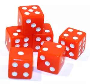 Nuevo Juego de 6 Dados Opacos 16mm - 5/8" Dados de Juego - Naranja - Imagen 1 de 1