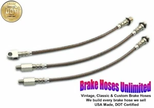 STAINLESS BRAKE HOSE SET Cadillac Calais, 1971 1972 1973 1974 - Picture 1 of 2