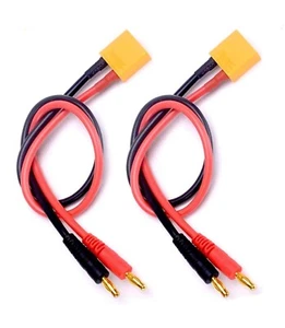 RC XT90 Male to 4mm Banana Connector Plug charger lead cable 12AWG Wire - Picture 1 of 8