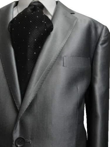 Traje para hombre GIORGIO FIORELLI 2 botones plata lisa brillante piel de tiburón  Foto 1 de 4