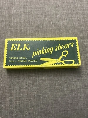VINTAGE ELK Chrome PLATED PINKING SHEARS 9"  In Original Box EXCELLENT - Image 1 of 4