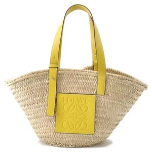 Bolso Cesta LOEWE Talla Mediana Rafia/Cuero de Becerro Natural/Amarillo 327.02.S92 - Imagen 1 de 12