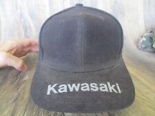 KAWASAKI RACING VTG BLACK CAP HAT FLAGS 20% WOOL RARE #19