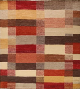 Checkered Gabbeh Hand-knotted Oriental Area Rug Home Decor 10'x10' Square Carpet - Picture 1 of 19