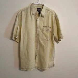Harley Davidson Camicia Uomo TG M Giallo Contorno Ricamato Moto Bottoni - Foto 1 di 6