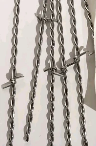 Vtg Barbed Wire Swizzle Sticks Metal Set of 6 Weatern Cowboy Gift Chrome Plated - Picture 1 of 5