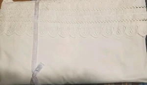 Wamsutta Supercale Plus Ivory with Lace Edge Double Full FLAT Sheet 200 Thread  - Picture 1 of 3