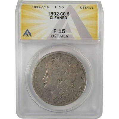 1892 CC Morgan Dollar F 15 Details ANACS Silver $1 Coin SKU:I20380 - Image 1 of 4