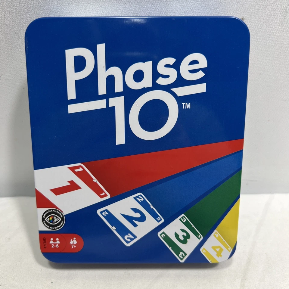 Mattel Games The Official Phase 10 Tin Rummy Type Family Friendly Card Game