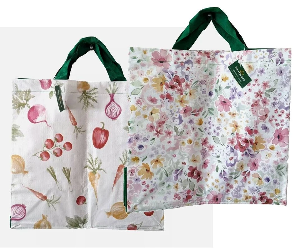 MORRISONS VEG Large Bag handle Shopping bag Shopper Grocery Bag 2x BAGS BUNDLE
