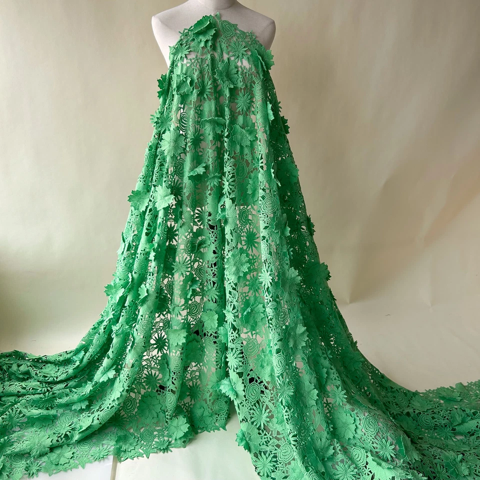 Tissu En Dentelle Guipure Avec Fleurs 3D Pour La Couture Et La Rembourrage - Photo 1/4