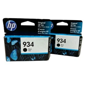 2x Genuine HP 934 Black Ink Printer Cartridge Expired 2021, 2022 - Picture 1 of 5