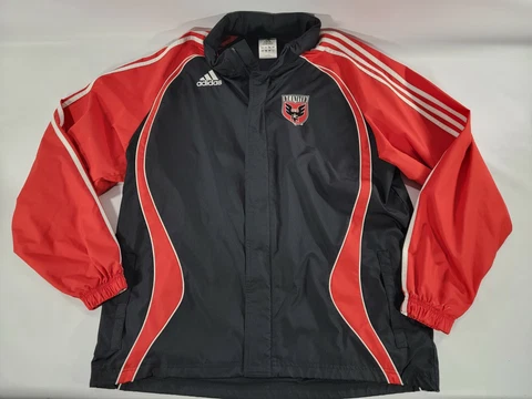Adidas DC United Soccer Full Zip Black/Red Track Jacket Windbreaker Men's Sz M Cover
