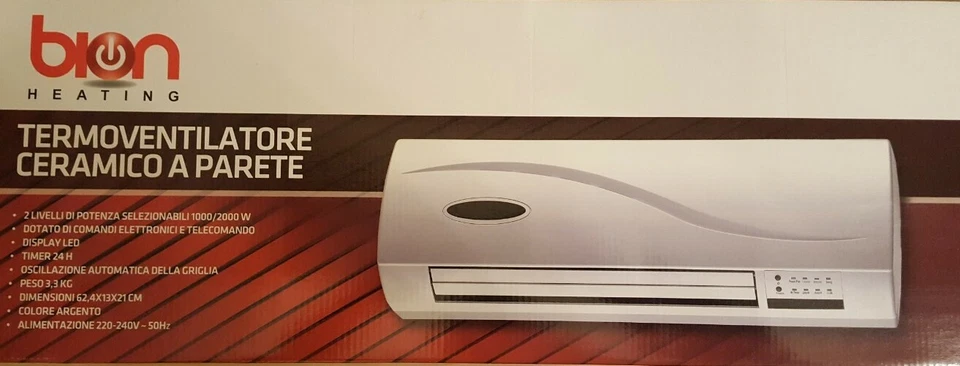 Termoventilatore Termoconvettore da parete ceramica display telecomando e timer  - Immagine 1 di 1