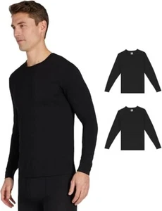 NWT 32 Degrees Heat Men's Long Sleeve Crew Neck T-Shirt 2Pk , Black, Size XL - Picture 1 of 3