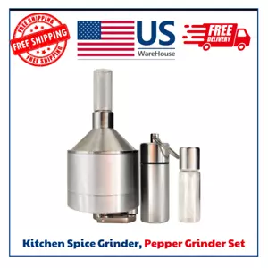 Kitchen Spice Grinder – Superfine Grinding Pepper Grinder Set, Silver - Picture 1 of 6