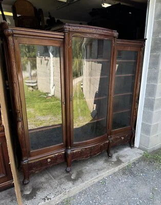 LIBRERÍA ART NOUVEAU TALLADA 3 PUERTAS CAOBA Foto 1 de 4