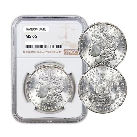 (1878 - 1904) Morgan Silver Dollar NGC Certified $1 MS 65 (random dates) Cover