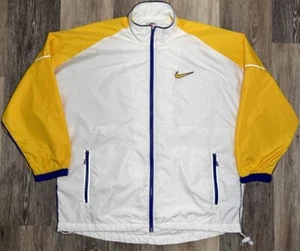 Nike Jacket Track Windbreaker Women’s Medium Yellow Swoosh Full Zip Vintage  - Picture 1 of 9
