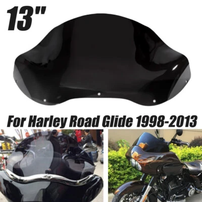 Black 13'' Motorcycle Windshield Windscreen Fit For Harley 1994-2013 Road Glide - Изображение 1 из 4