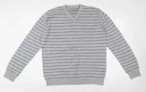 Esprit Men's Grey Striped Pullover Jumper - Size L - Picture 1 of 12