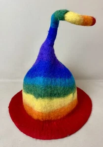Rainbow Felt Wool Fairy Hat Pixie Fun Festival Adult Size Multi Coloured - Picture 1 of 17