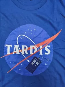 Tardis Nasa Mash Up Doctor Who Shirt Blue Size Large - Picture 1 of 6
