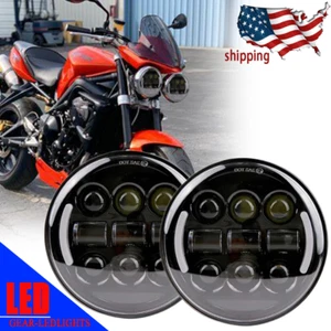 2X Black 5.75" LED Headlight For Triumph Speed/Street Triple Thunderbird Rocket3 - Picture 1 of 10