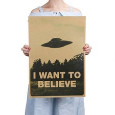 HOT Vintage Classic X FILES "I Want To Believe" Poster Home Decor Wall Stickers