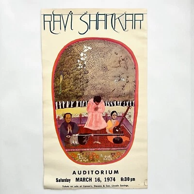 Original Ravi Shankar Vintage Concert Poster 1974 Music Memorabilia - Image 1 of 4