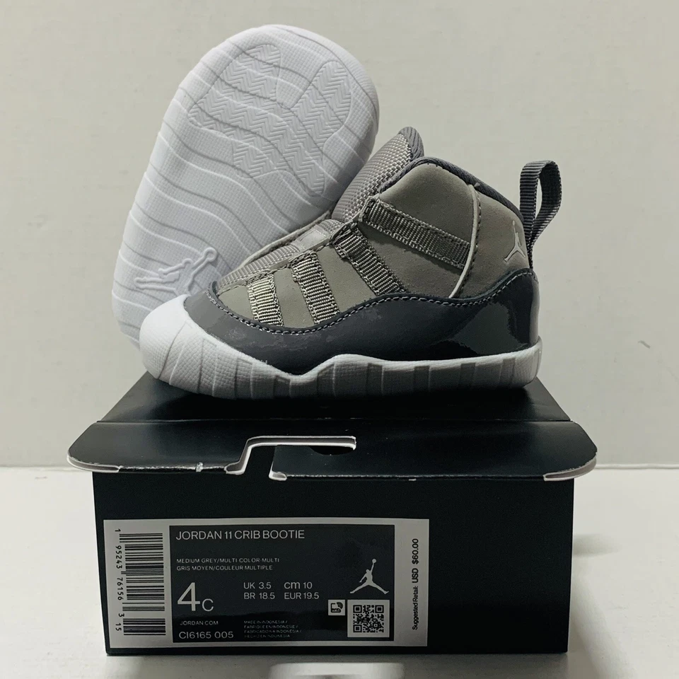 Jordan 11 Cool Grey Crib Bootie (2021) Size 4c CI6165-005 Fast