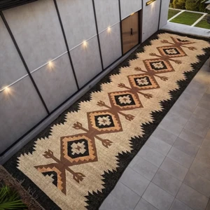 Wool Jute Rug, Vintage Kilim Rug navajo rug, tribal rug, southwestern rug Runner - Picture 1 of 2