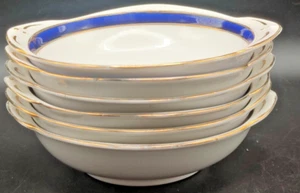 Set of 6 Grafton China Dessert Bowls – Cobalt Blue & Gilt – Early 20th Century - Picture 1 of 10
