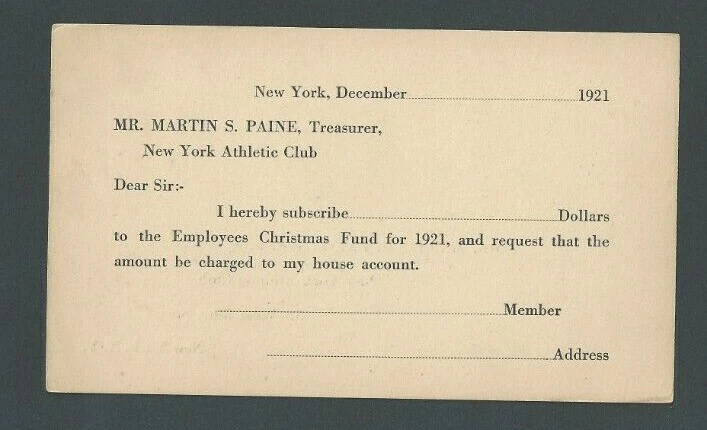 1924 NY The Athletic Club Seeks Contribution For Xmas Club - Image 1 of 1