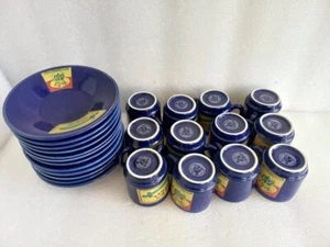 Vintage rare Iraqi import coffee set 1990s blue glass islamic islam inscriptions - Picture 1 of 11