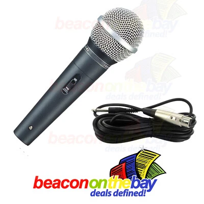 Professional Vocal Karaoke Stage Microphone w/ Switch & Mic Cable Rugged Metal  - Image 1 of 4