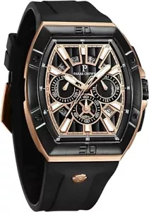 Paras Crown Watch for Men Tonneau Waterproof Quartz Luxury Chronograph Analog Me - Picture 1 of 22