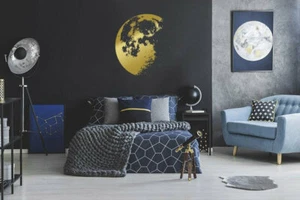 Moon Phases Wall Decal, Moon Phases Sticker, Moon Phases, Gold Moon Decal r528 - Picture 1 of 6