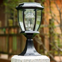 Outdoor Exterior Solar Powered LED Pillar Light Post Lamp Garden Yard Lantern