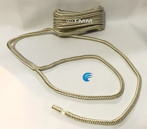 (1) Cuerdas de amarre doradas/blancas dobles trenzadas de 1/2" x 15' sede barco líneas de muelle marinas - Imagen 1 de 12