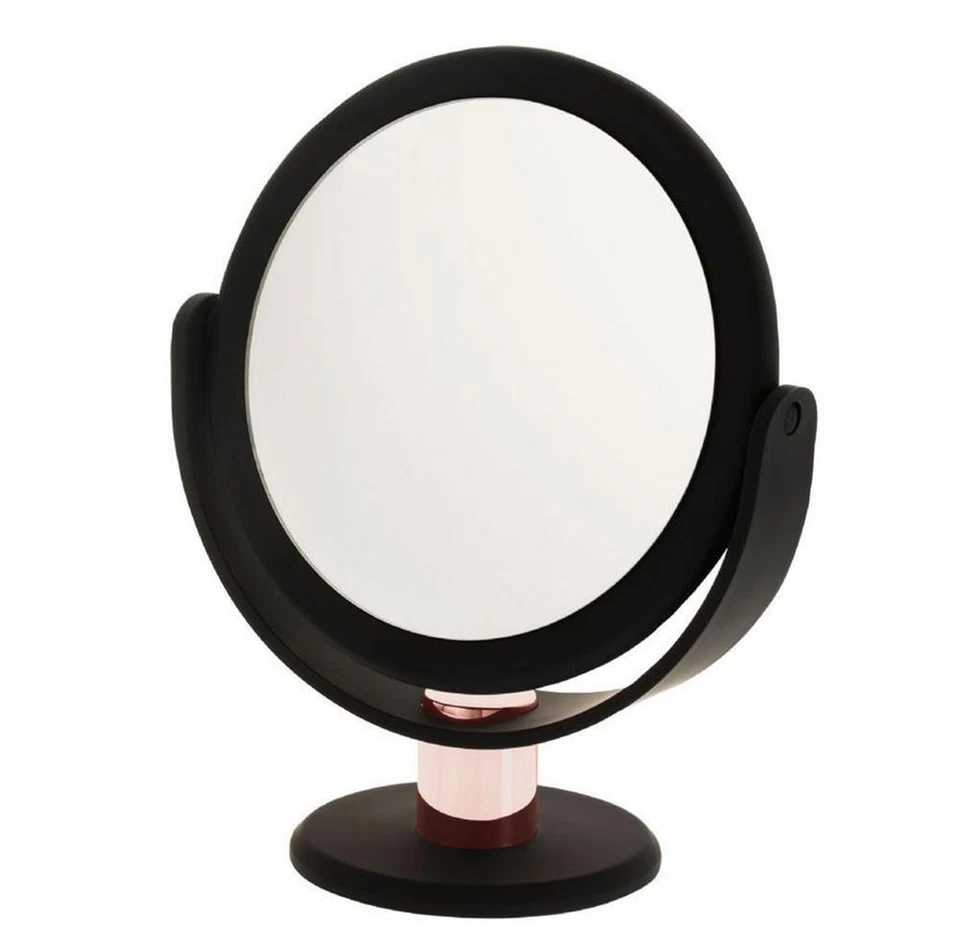 Danielle Creations Metallic Soft Touch Vanity Mirror x10 mag - Black & Rose Gold - Image 1 of 1