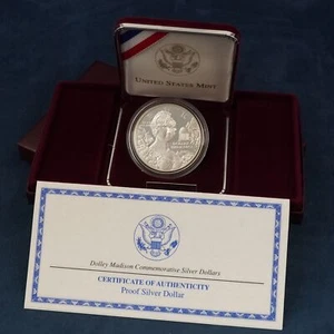 1999 US Mint Dolley Madison Commem. Silver Dollar Proof - Free Shipping USA - Picture 1 of 7