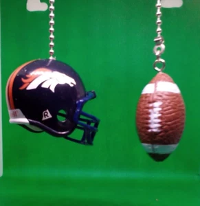 DENVER BRONCOS HELMET AND FOOTBALL CEILING FAN PULL CHAIN SET - Picture 1 of 4