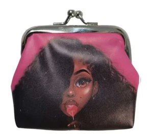 Double Sided Girls African American Coin Purse - Picture 1 of 1