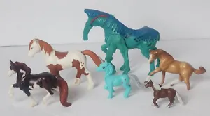 Vintage Plastic Horse Figures Lot Of 6 Brown White Blue Breyers Stablemate Toys  - Picture 1 of 19